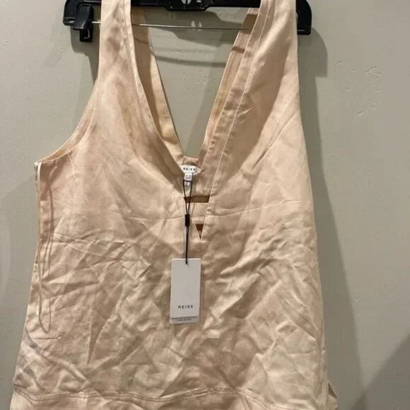 NWT Reiss Top Blouse Women's Size 10 Light Pink Linen Blend V-Neck Sleeveless - Picture 5 of 6